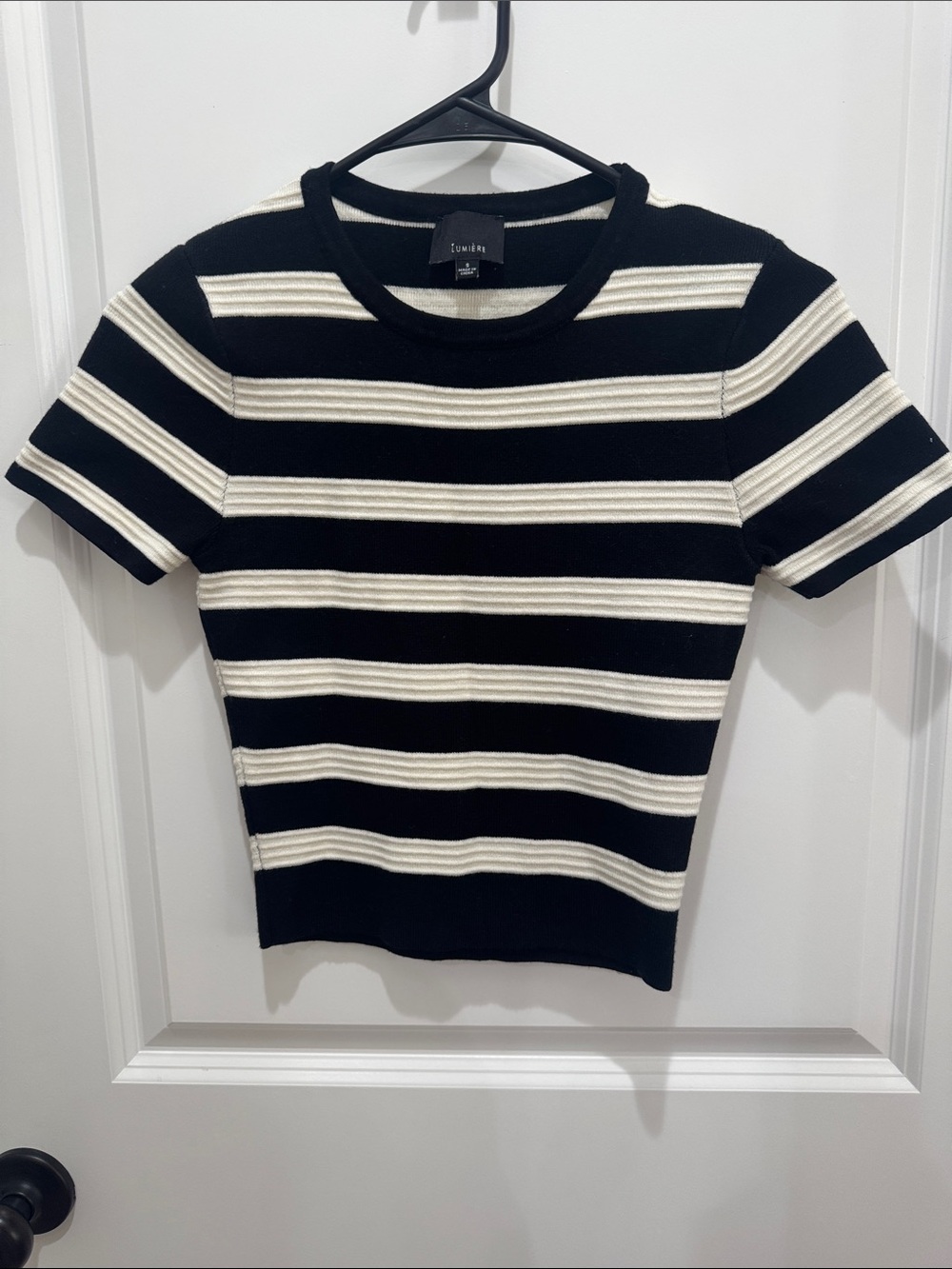 Lumiere Black & White Striped Short Sleeve Tee